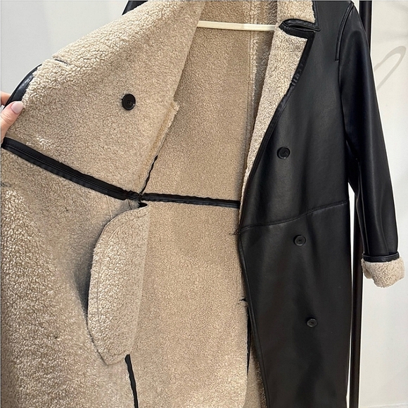 ZARA FAUX LEATHER DOUBLE FACED LONG COAT ✨️✨️✨️ - Picture 6 of 8
